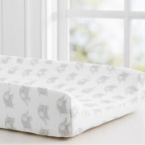 Pottery Barn Kids Taylor Organic Muslin Changing Pad in Grey Elephants